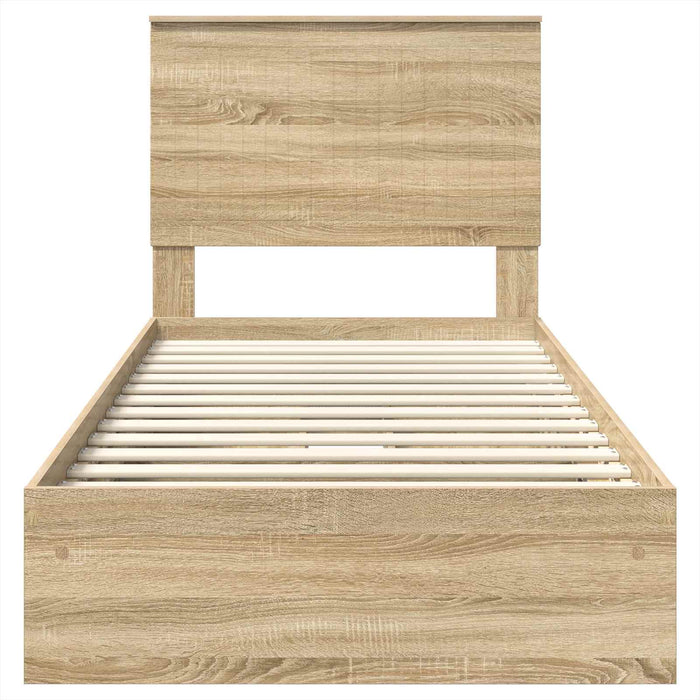 Pat cu storage Stejar Sonoma 90 x 190 cm Lemn compozit - WALTI WALTI