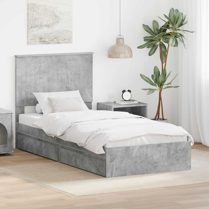 Pat cu storage Gri din beton 90 x 190 cm Lemn compozit - WALTI WALTI