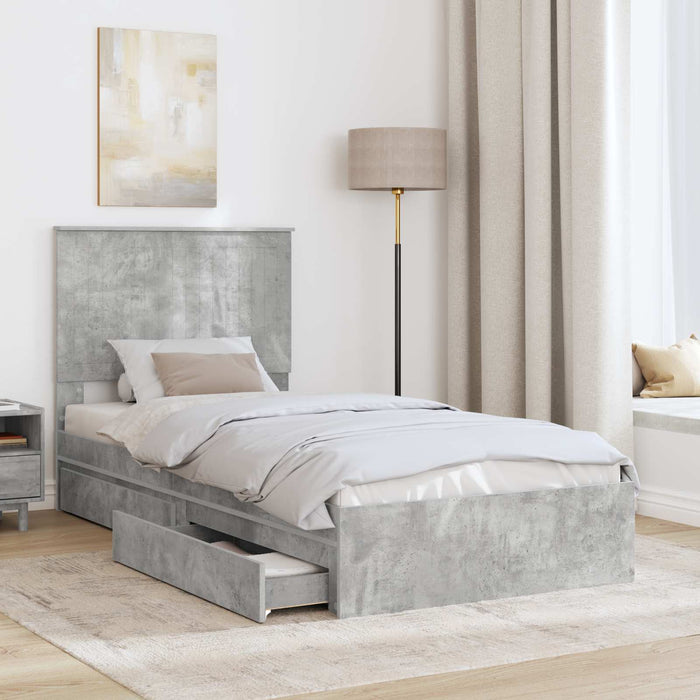 Pat cu storage Gri din beton 90 x 190 cm Lemn compozit - WALTI WALTI