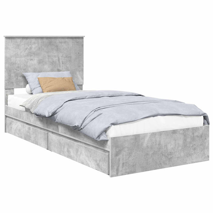 Pat cu storage Gri din beton 90 x 190 cm Lemn compozit - WALTI WALTI
