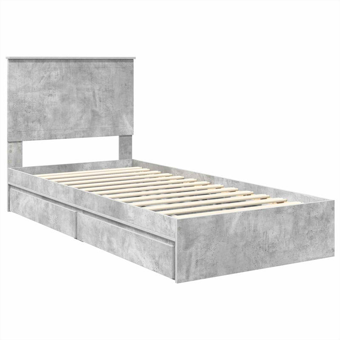 Pat cu storage Gri din beton 90 x 190 cm Lemn compozit - WALTI WALTI