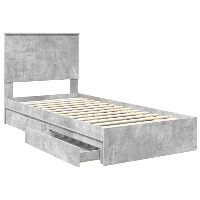Pat cu storage Gri din beton 90 x 190 cm Lemn compozit - WALTI WALTI