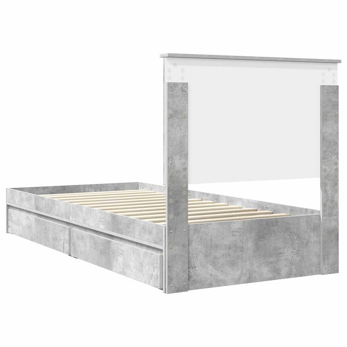 Pat cu storage Gri din beton 90 x 190 cm Lemn compozit - WALTI WALTI