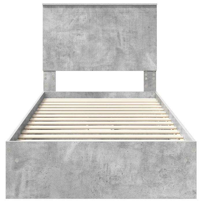Pat cu storage Gri din beton 90 x 190 cm Lemn compozit - WALTI WALTI