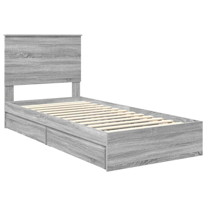 Pat cu storage cu sertar Gri Sonoma 90 x 190 cm Lemn compozit - WALTI WALTI