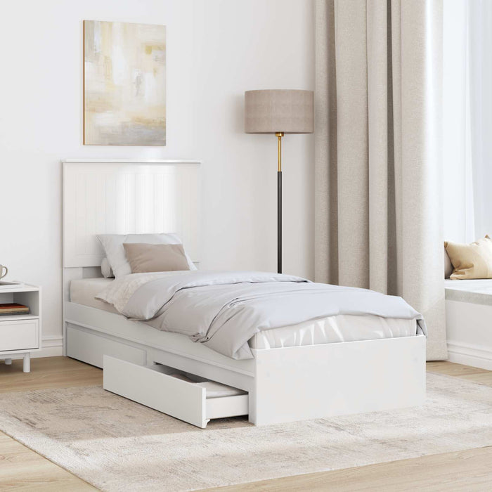 Pat cu storage cu headboard Alb 75 x 190 cm Lemn compozit - WALTI WALTI