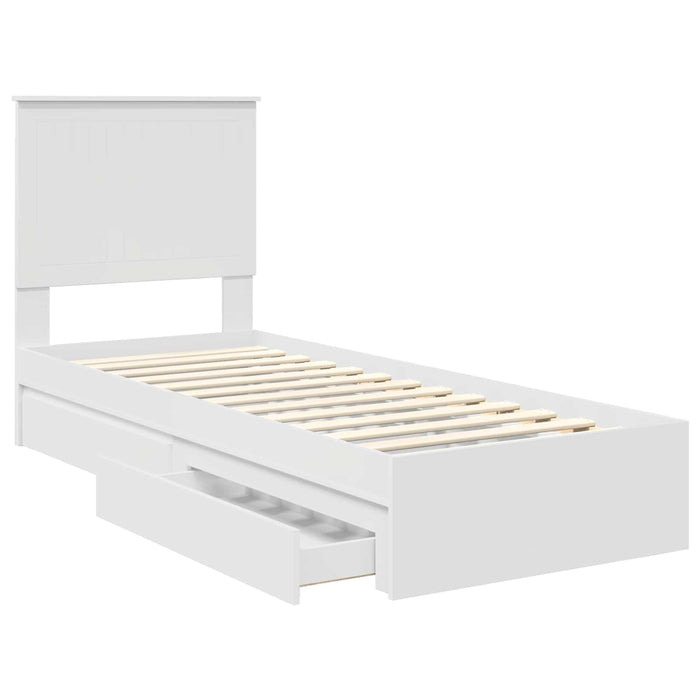Pat cu storage cu headboard Alb 75 x 190 cm Lemn compozit - WALTI WALTI