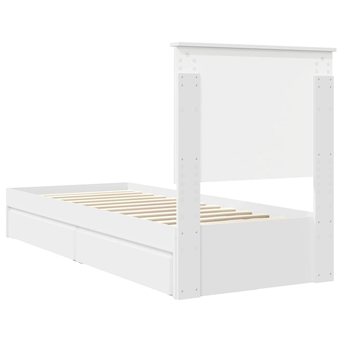 Pat cu storage cu headboard Alb 75 x 190 cm Lemn compozit - WALTI WALTI