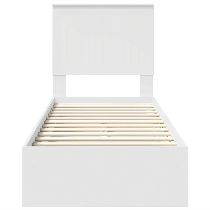 Pat cu storage cu headboard Alb 75 x 190 cm Lemn compozit - WALTI WALTI