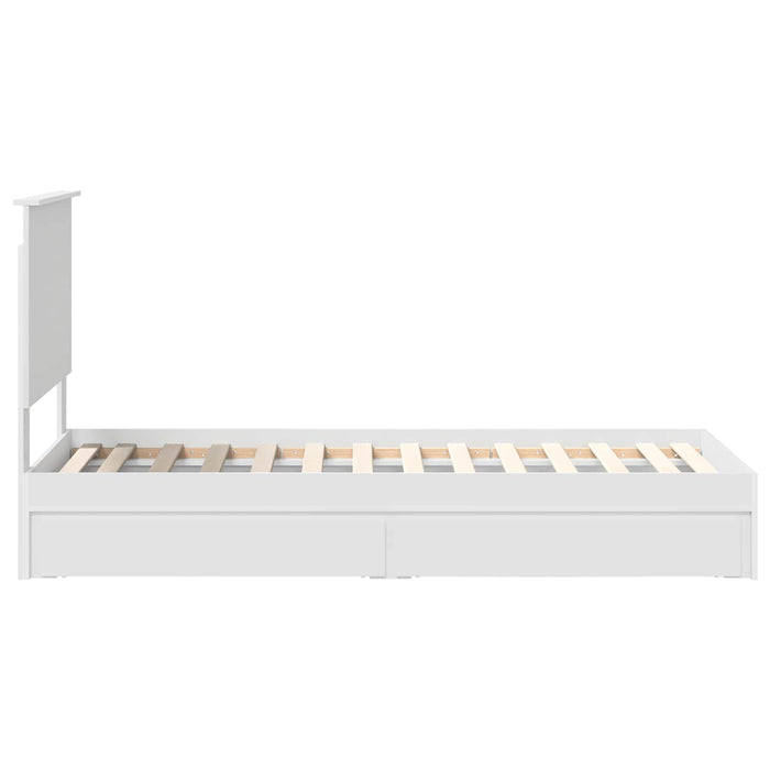 Pat cu storage cu headboard Alb 75 x 190 cm Lemn compozit - WALTI WALTI