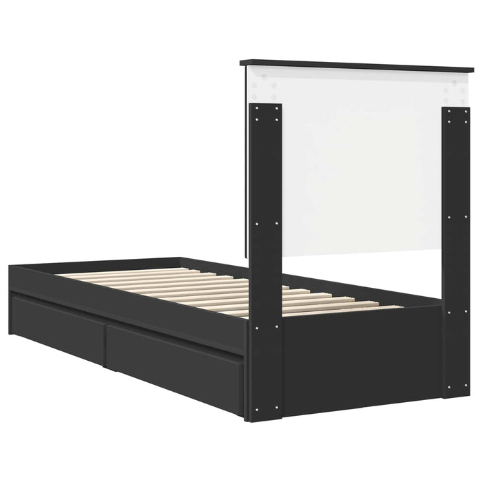 Pat cu storage cu headboard Negru 75 x 190 cm Lemn compozit - WALTI WALTI