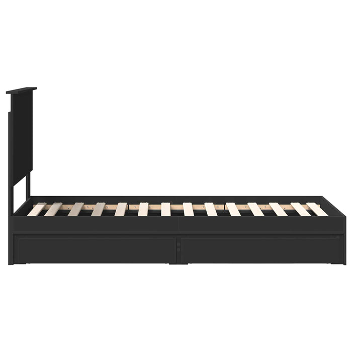 Pat cu storage cu headboard Negru 75 x 190 cm Lemn compozit - WALTI WALTI