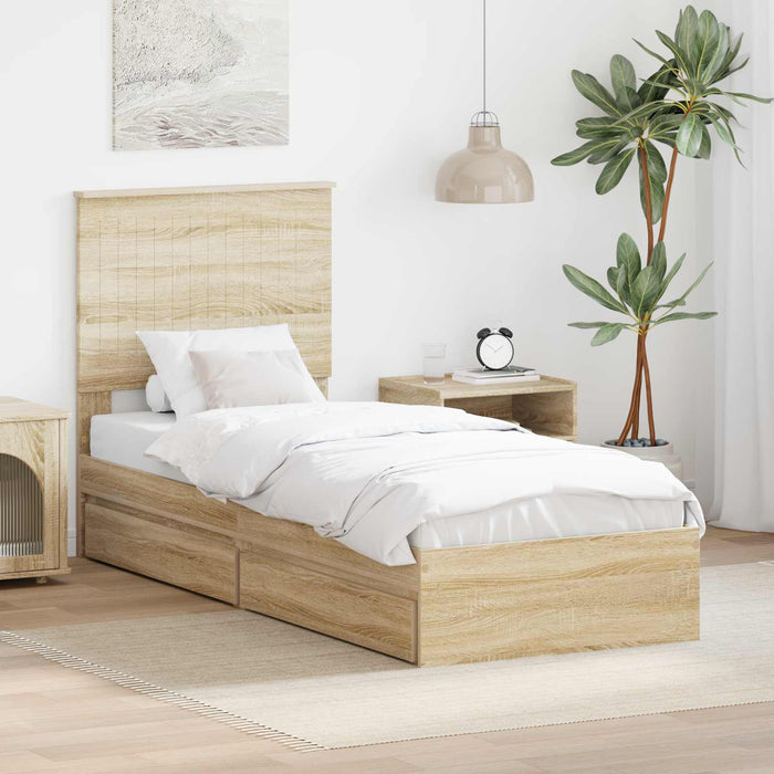 Pat cu storage Stejar Sonoma 75 x 190 cm Lemn compozit - WALTI WALTI