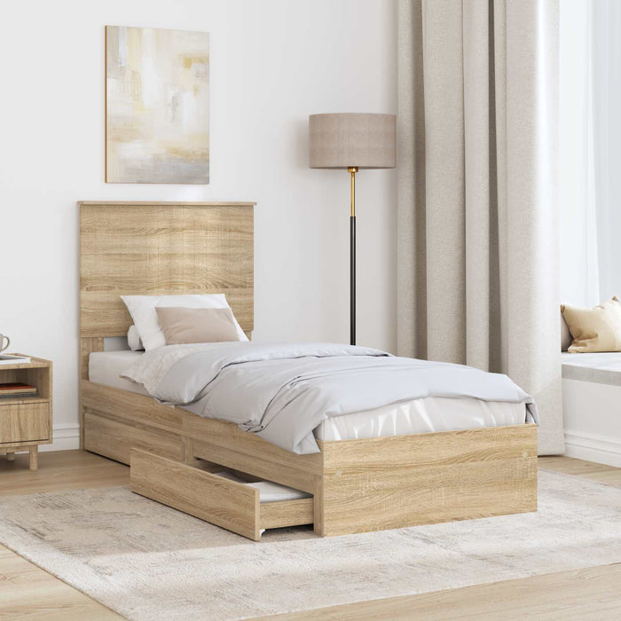 Pat cu storage Stejar Sonoma 75 x 190 cm Lemn compozit - WALTI WALTI