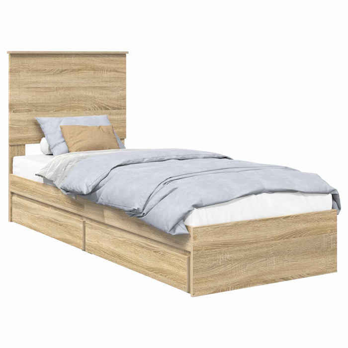 Pat cu storage Stejar Sonoma 75 x 190 cm Lemn compozit - WALTI WALTI
