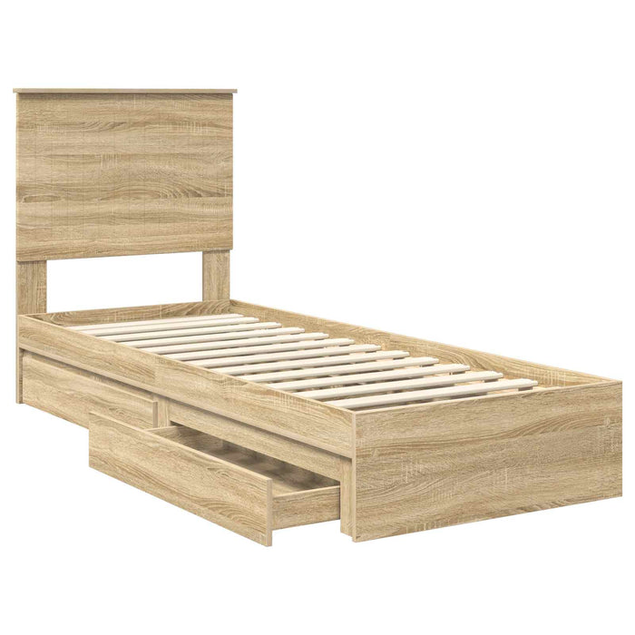 Pat cu storage Stejar Sonoma 75 x 190 cm Lemn compozit - WALTI WALTI