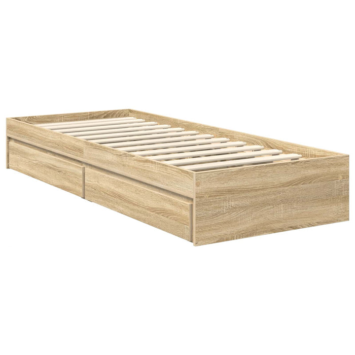 Pat cu storage Stejar Sonoma 75 x 190 cm Lemn compozit - WALTI WALTI