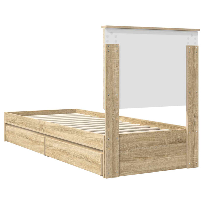 Pat cu storage Stejar Sonoma 75 x 190 cm Lemn compozit - WALTI WALTI