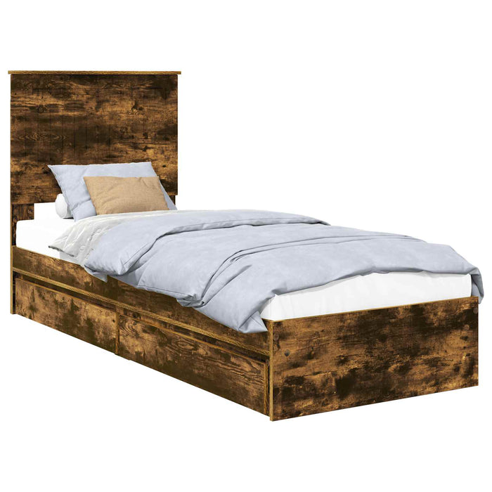 Pat cu storage Stejar fumuriu 75 x 190 cm Lemn compozit - WALTI WALTI