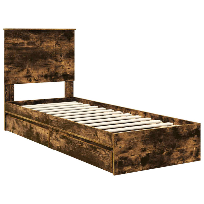 Pat cu storage Stejar fumuriu 75 x 190 cm Lemn compozit - WALTI WALTI