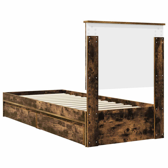 Pat cu storage Stejar fumuriu 75 x 190 cm Lemn compozit - WALTI WALTI