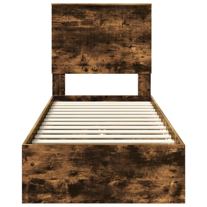 Pat cu storage Stejar fumuriu 75 x 190 cm Lemn compozit - WALTI WALTI