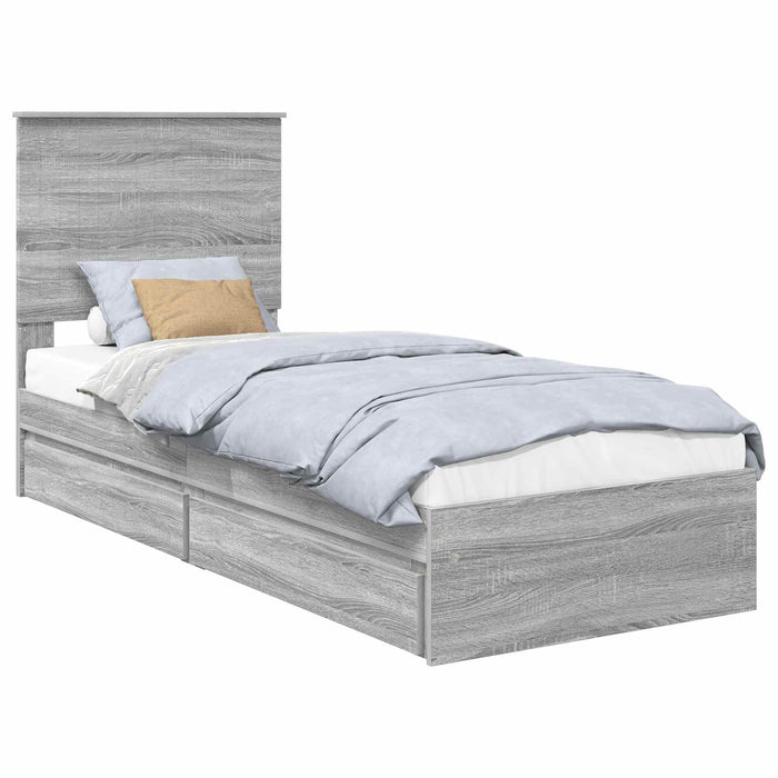 Pat cu storage cu sertar Gri Sonoma 75 x 190 cm Lemn compozit - WALTI WALTI