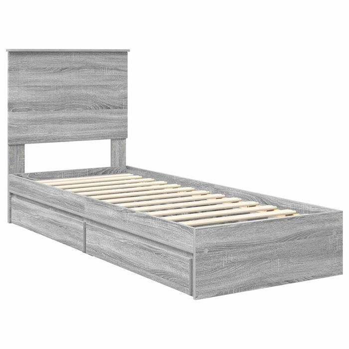 Pat cu storage cu sertar Gri Sonoma 75 x 190 cm Lemn compozit - WALTI WALTI