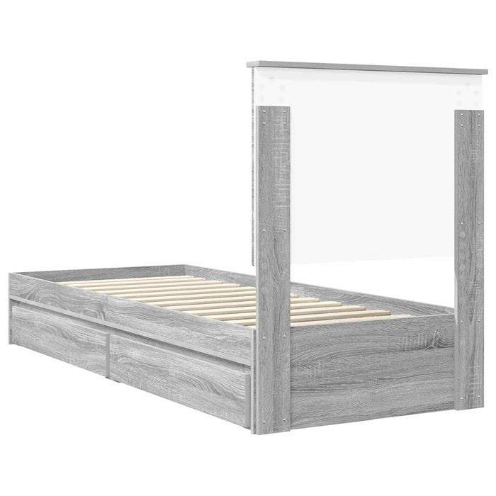 Pat cu storage cu sertar Gri Sonoma 75 x 190 cm Lemn compozit - WALTI WALTI