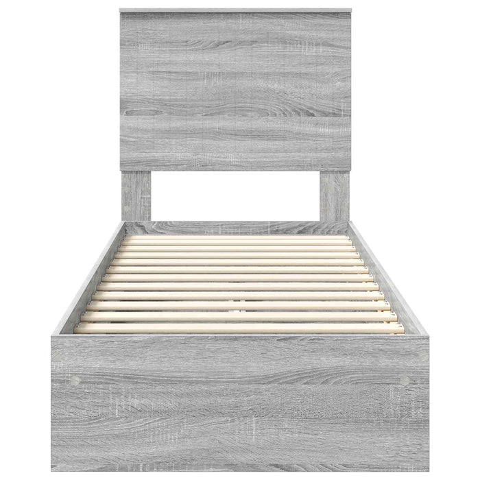 Pat cu storage cu sertar Gri Sonoma 75 x 190 cm Lemn compozit - WALTI WALTI