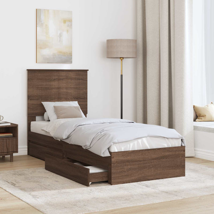 Pat cu storage Stejar închis 75 x 190 cm Lemn compozit - WALTI WALTI
