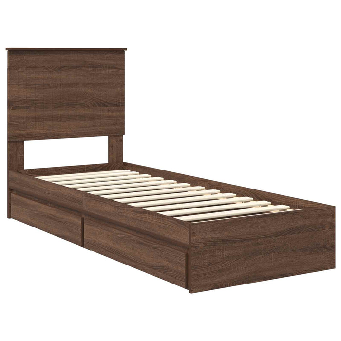 Pat cu storage Stejar închis 75 x 190 cm Lemn compozit - WALTI WALTI