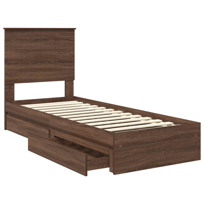 Pat cu storage Stejar închis 75 x 190 cm Lemn compozit - WALTI WALTI