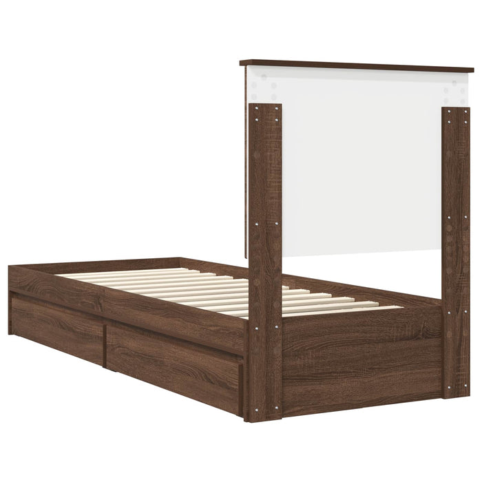 Pat cu storage Stejar închis 75 x 190 cm Lemn compozit - WALTI WALTI