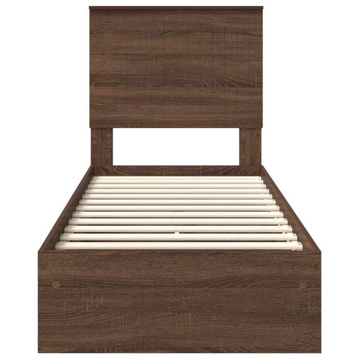 Pat cu storage Stejar închis 75 x 190 cm Lemn compozit - WALTI WALTI