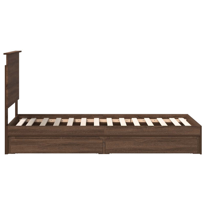 Pat cu storage Stejar închis 75 x 190 cm Lemn compozit - WALTI WALTI