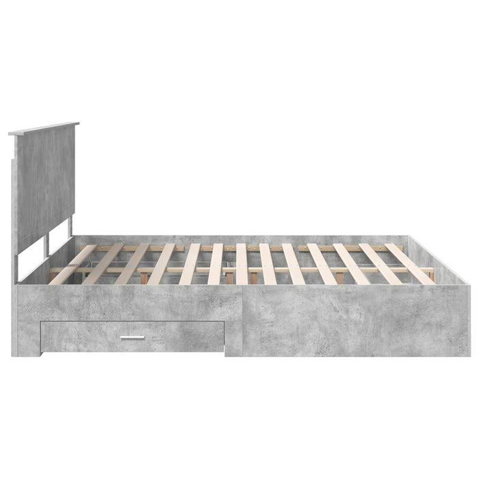 Cadru de pat cu sertar Gri din beton 200 x 200 cm Lemn compozit - WALTI WALTI