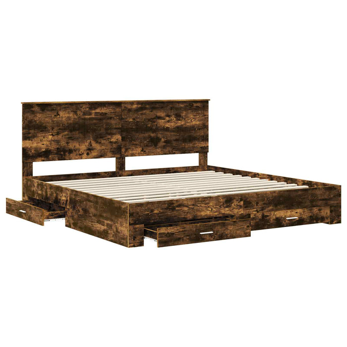 Cadru de pat Stejar fumuriu 200 x 200 cm Lemn compozit - WALTI WALTI
