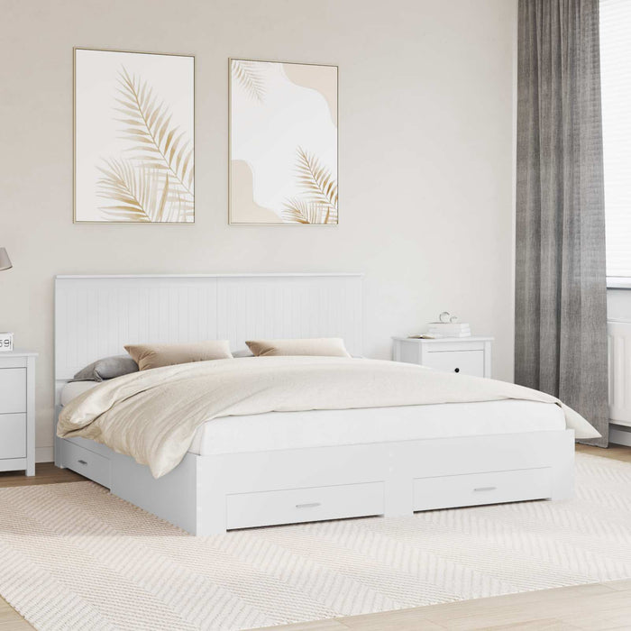 Cadru de pat cu headboard Alb 180 x 200 cm Lemn compozit - WALTI WALTI