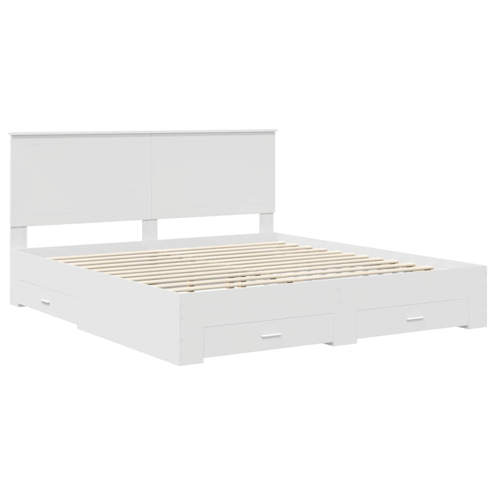Cadru de pat cu headboard Alb 180 x 200 cm Lemn compozit - WALTI WALTI
