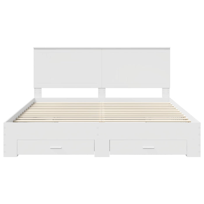 Cadru de pat cu headboard Alb 180 x 200 cm Lemn compozit - WALTI WALTI