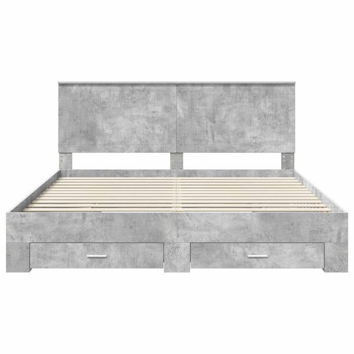 Cadru de pat cu sertar Gri din beton 180 x 200 cm Lemn compozit - WALTI WALTI