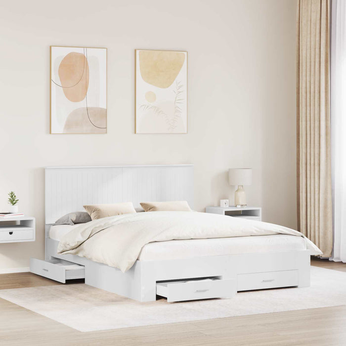 Cadru de pat cu headboard Alb 160 x 200 cm Lemn compozit - WALTI WALTI