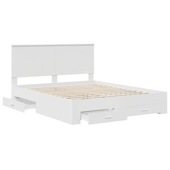 Cadru de pat cu headboard Alb 160 x 200 cm Lemn compozit - WALTI WALTI