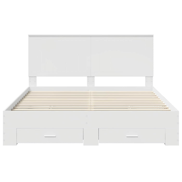 Cadru de pat cu headboard Alb 160 x 200 cm Lemn compozit - WALTI WALTI