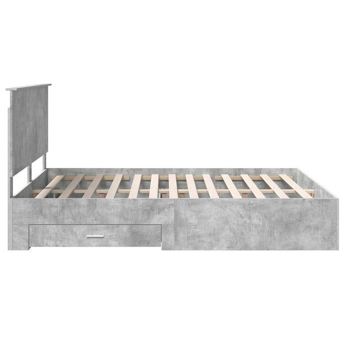 Cadru de pat cu sertar Gri din beton 160 x 200 cm Lemn compozit - WALTI WALTI