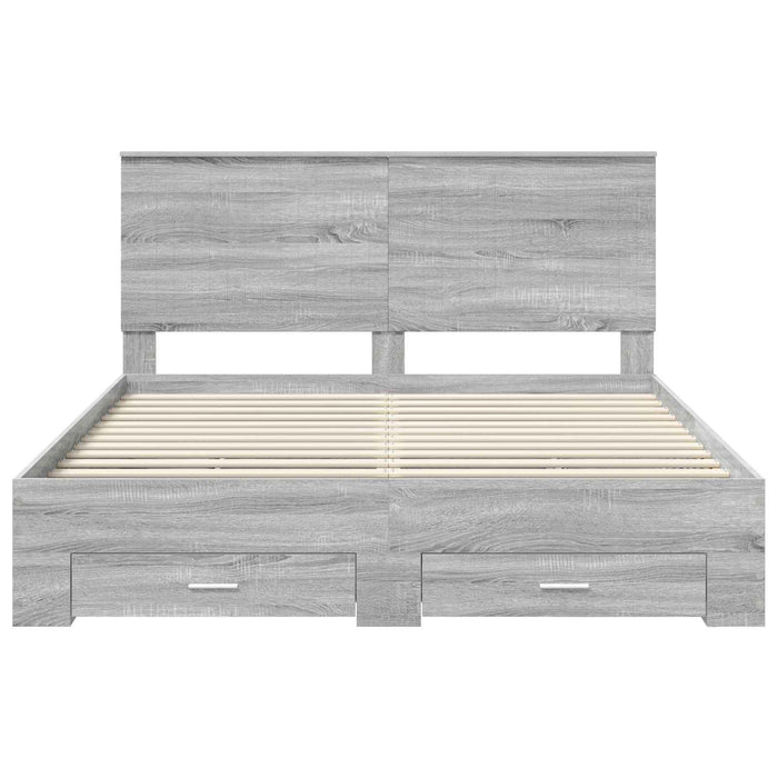Cadru de pat cu headboard Gri Sonoma 160 x 200 cm Lemn compozit - WALTI WALTI