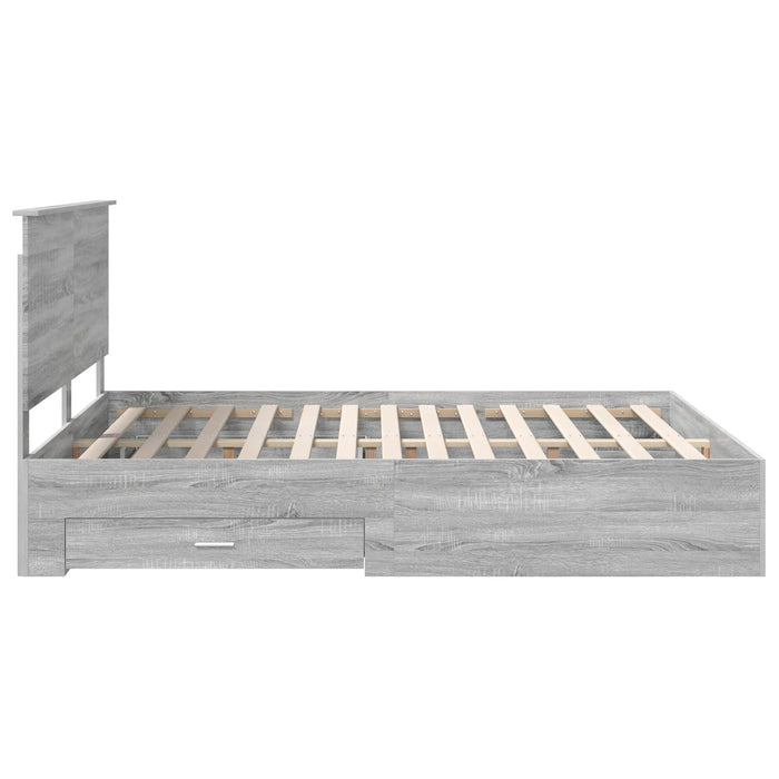 Cadru de pat cu headboard Gri Sonoma 160 x 200 cm Lemn compozit - WALTI WALTI