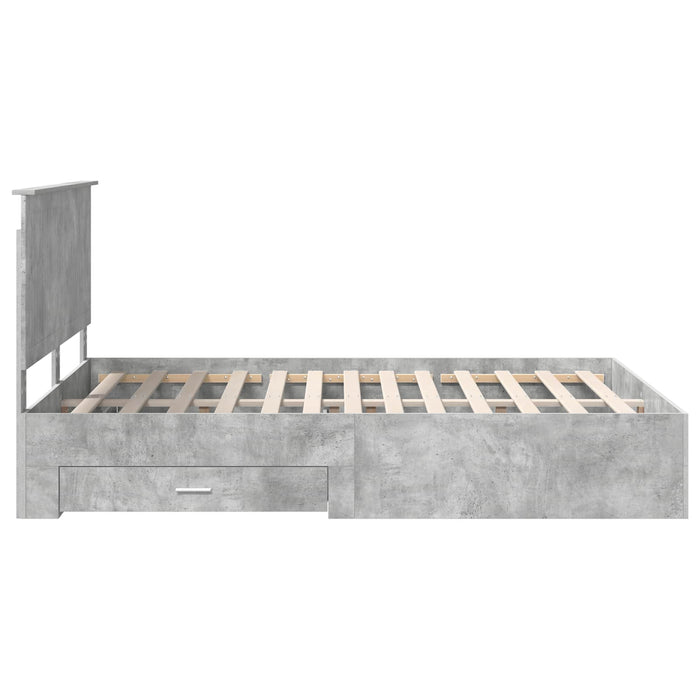 Cadru de pat cu sertar Gri din beton 150 x 200 cm Lemn compozit - WALTI WALTI