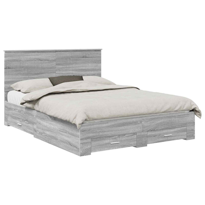 Cadru de pat cu headboard Gri Sonoma 150 x 200 cm Lemn compozit - WALTI WALTI